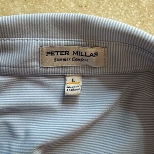 Peter Millar Polo Summer Comfort Sz L Stripped Blue /White
